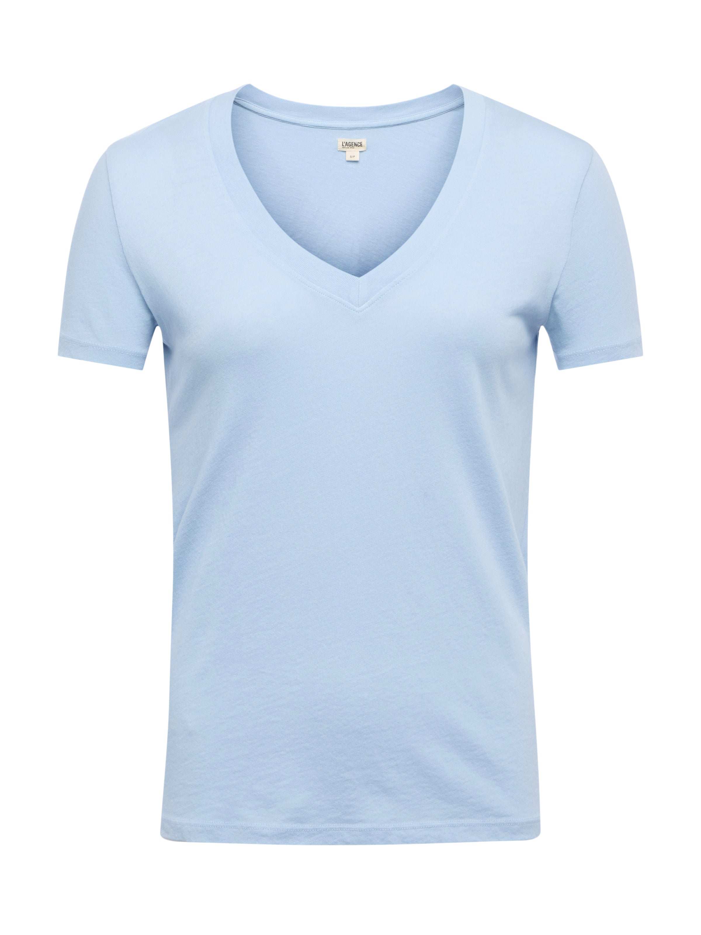 Becca Cotton V-Neck T-Shirt In Blue Fog