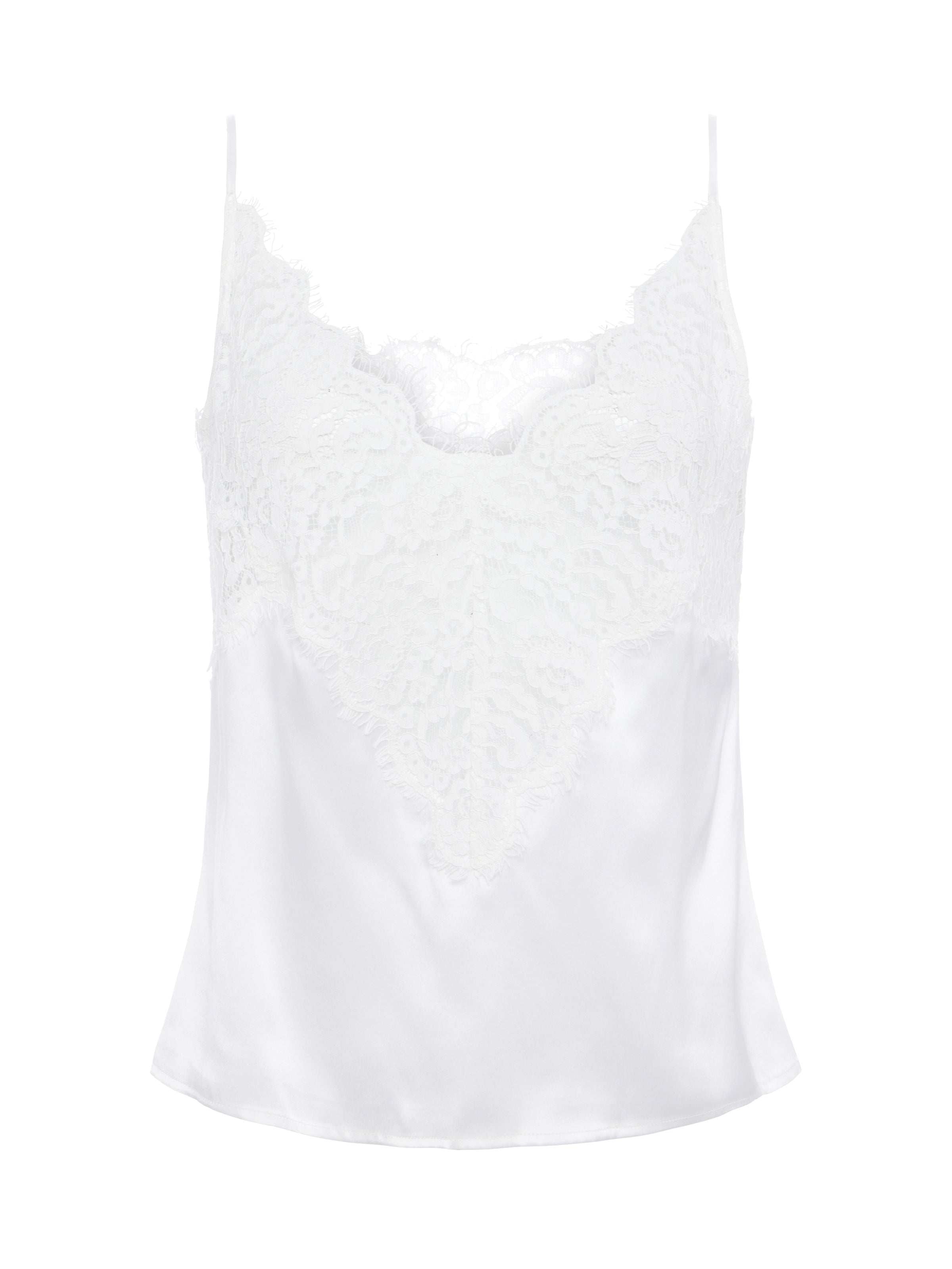 Priya Silk Lace Camisole In White