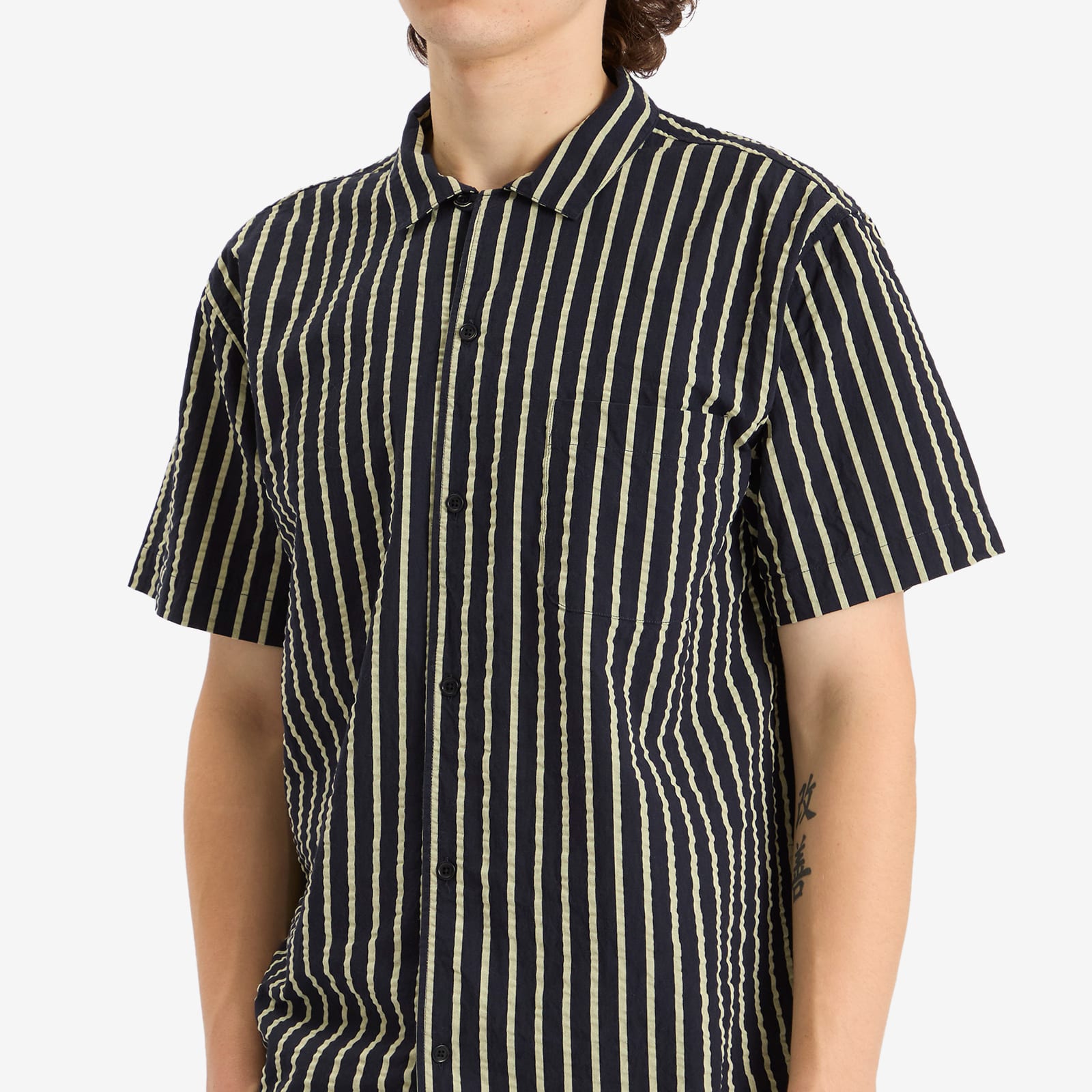Men's Malick Seersucker Stripe Vacation Shirt Navy/Yellow