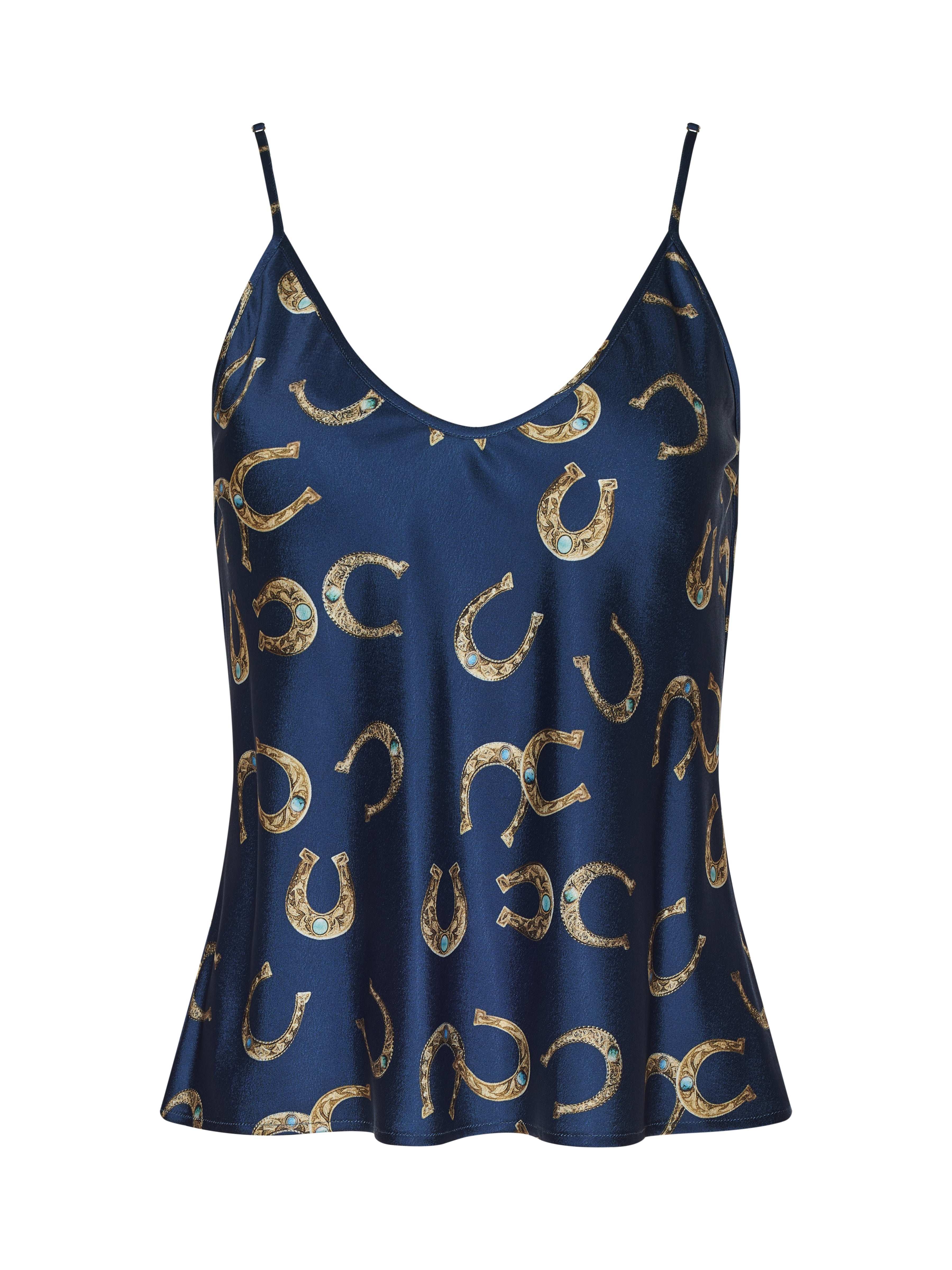 Lexi Satin Camisole In Midnight Multi Horseshoe