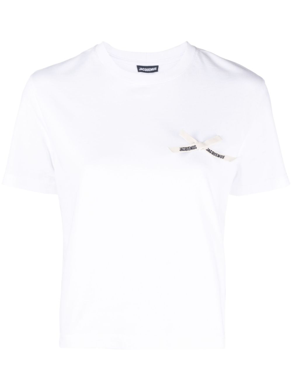 자크뮈스 여성 logo-patch short-sleeve T-shirt - White 233JS1762003