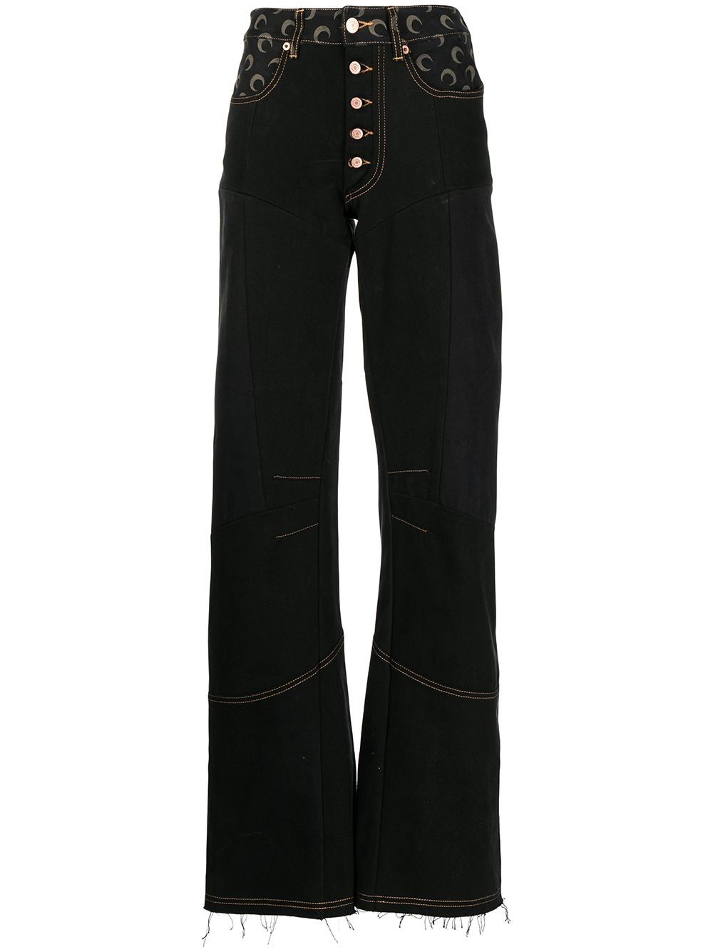 마린 세르 여성 panelled wide-leg jeans - Black P122SS22WU