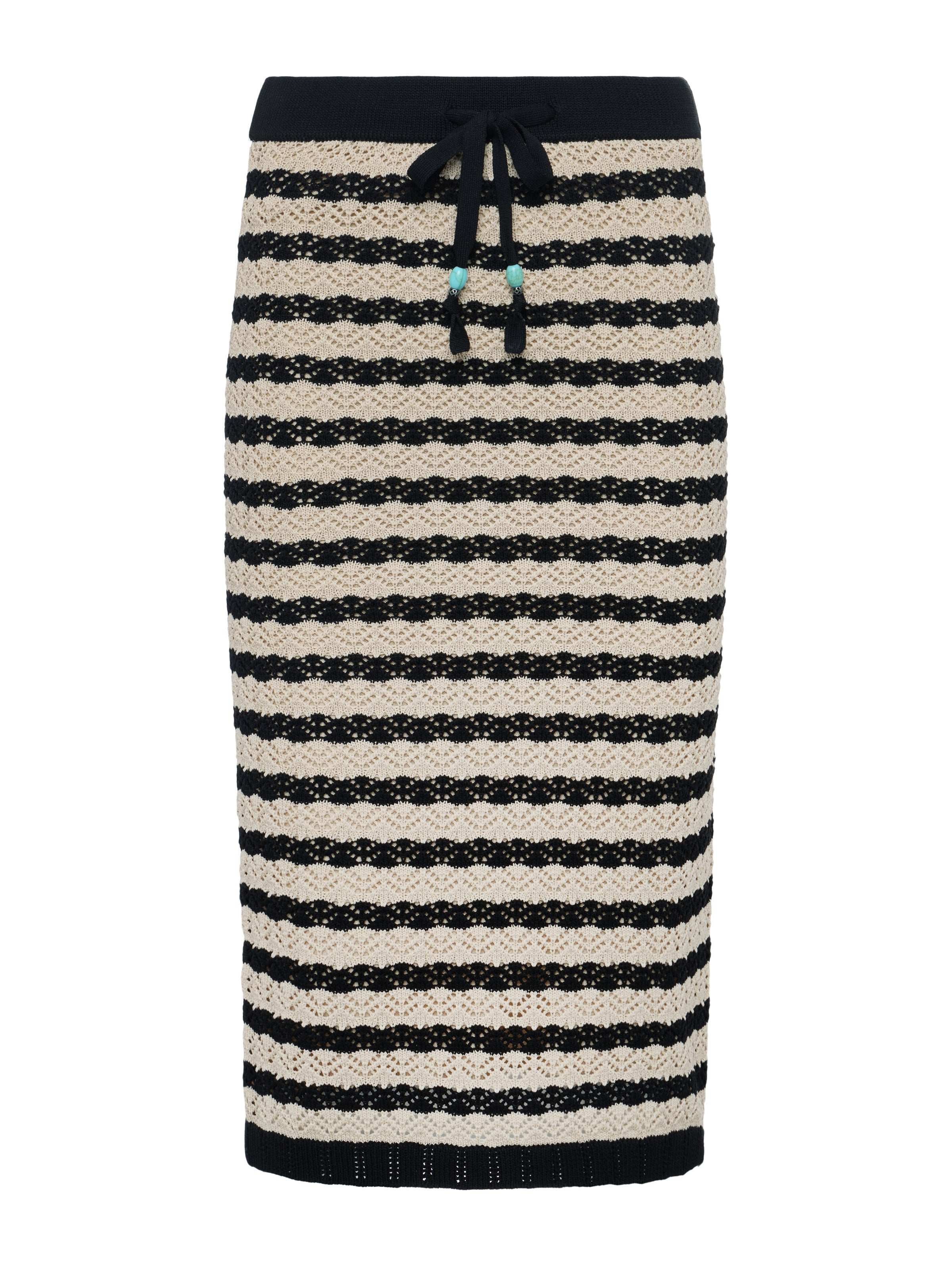 Lacen Pointelle Knit Skirt In Black/natural Stripe