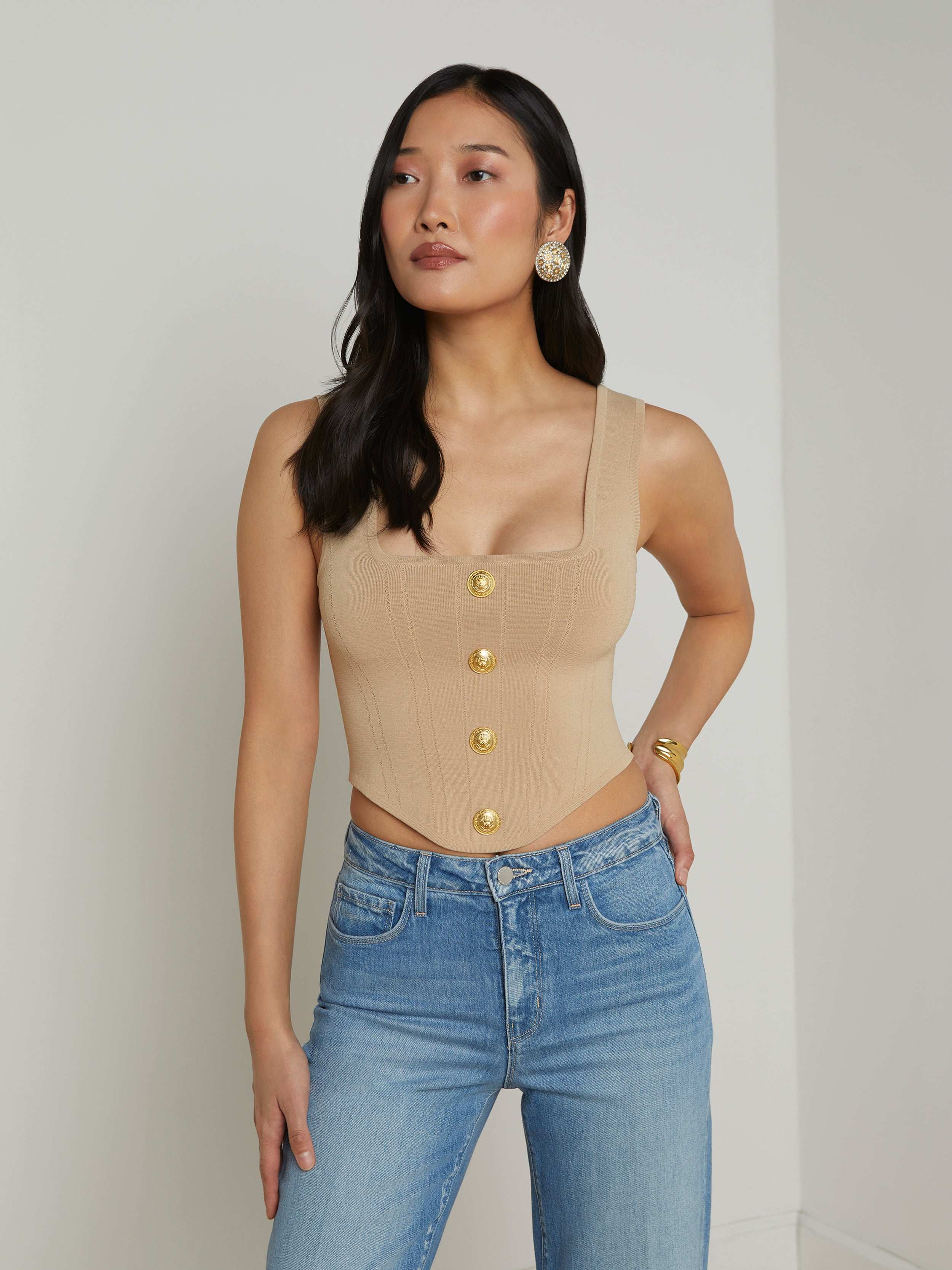 Saga Top In Almond/gold