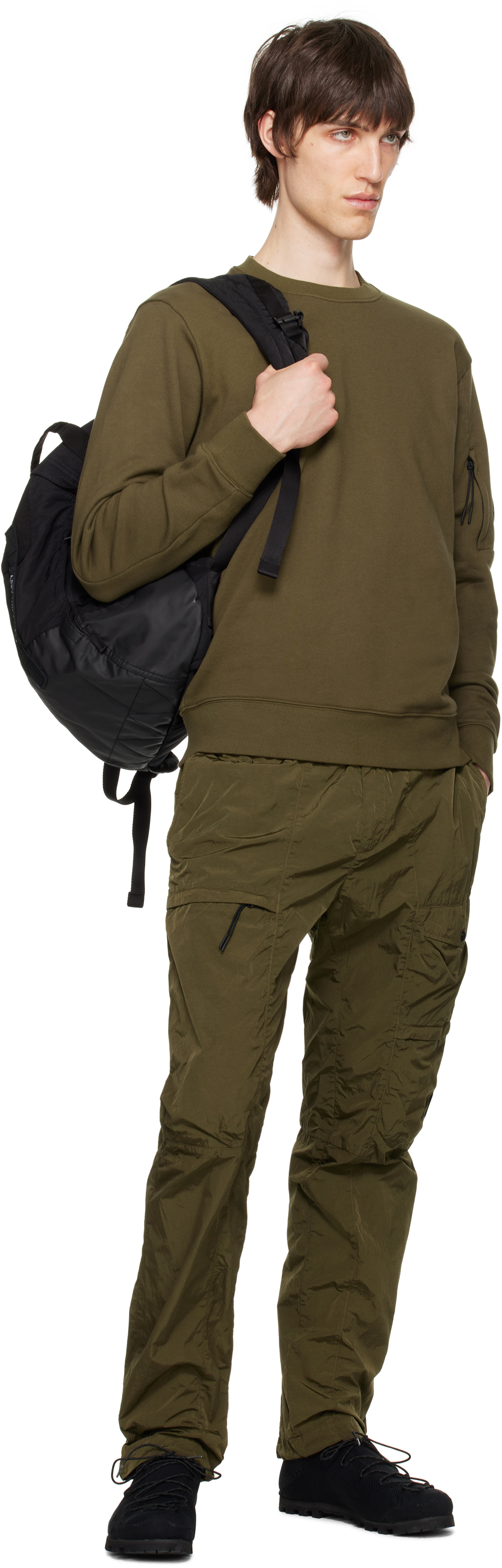 C. P. Company Black Nylon B Rounded Backpack