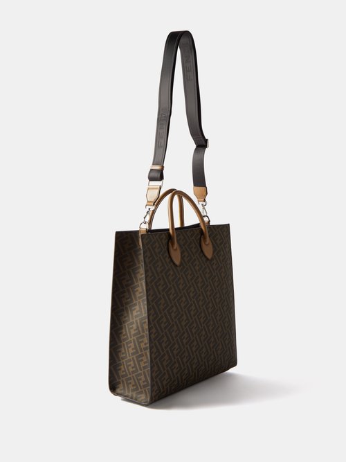 leather monogram-print tote bag, FENDI