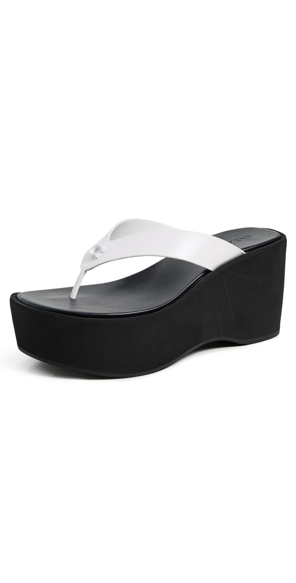 Coach Sculpted C Platform Flip Flops Optic White/Black