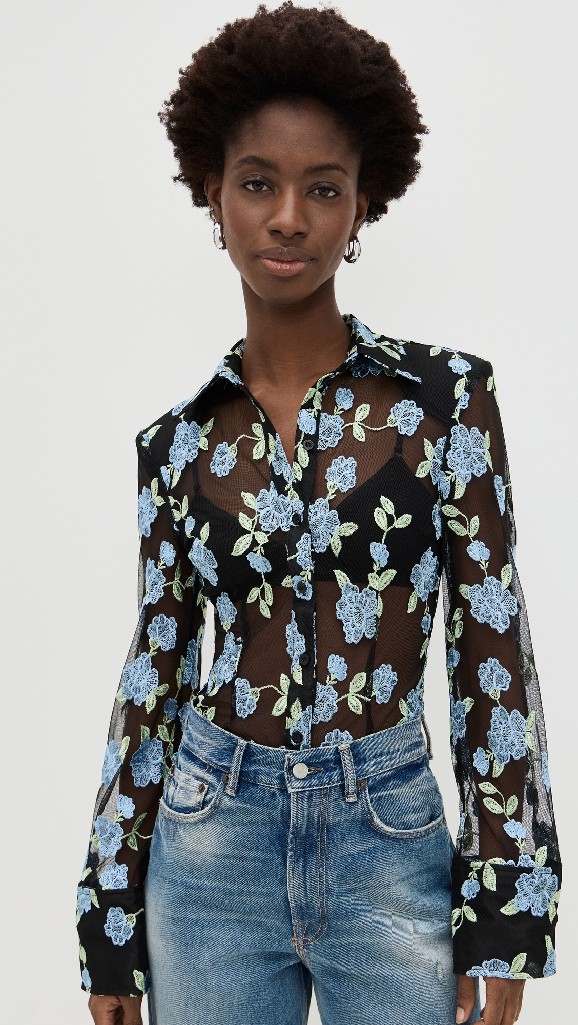 Mesh Fitted Shirt Black Comb.