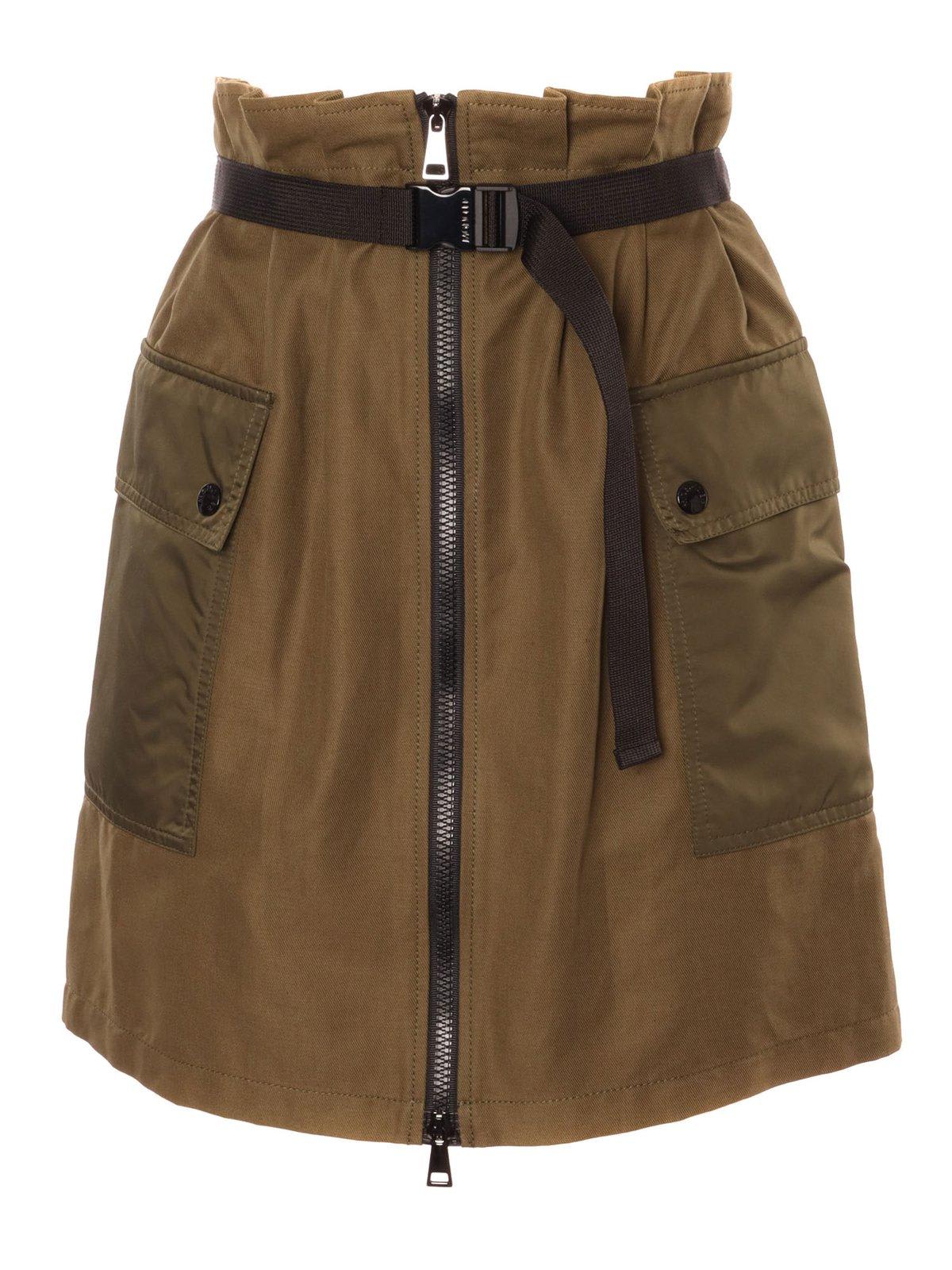 High Waist Zipped Cargo Mini Skirt