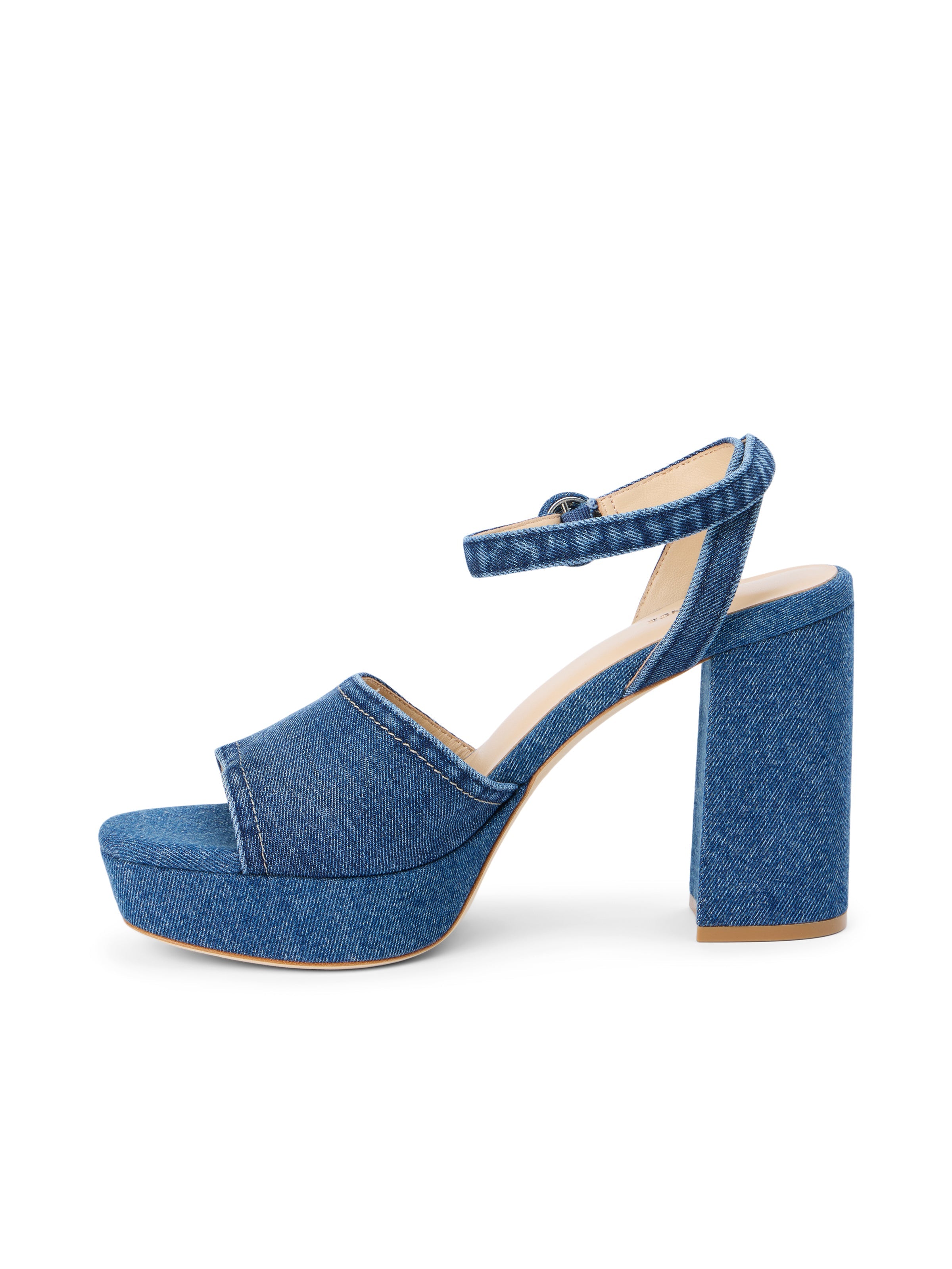 Andree Denim Platform Sandal In Dark Blue Denim