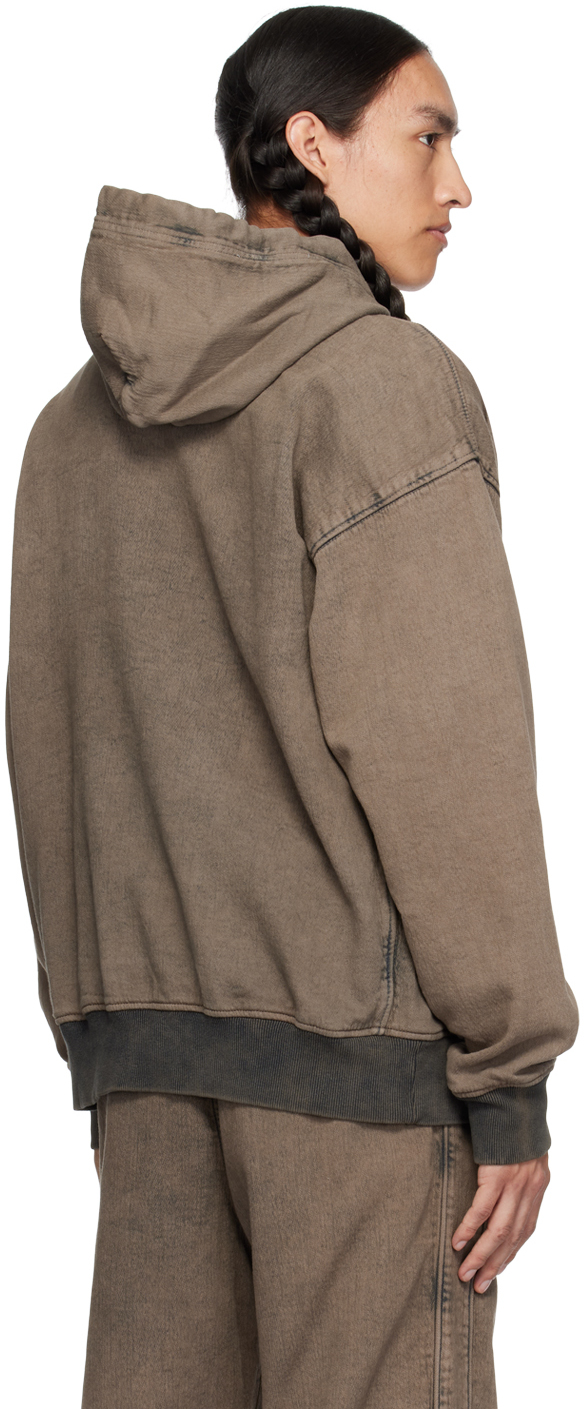 Brown Cotton Denim Hoodie