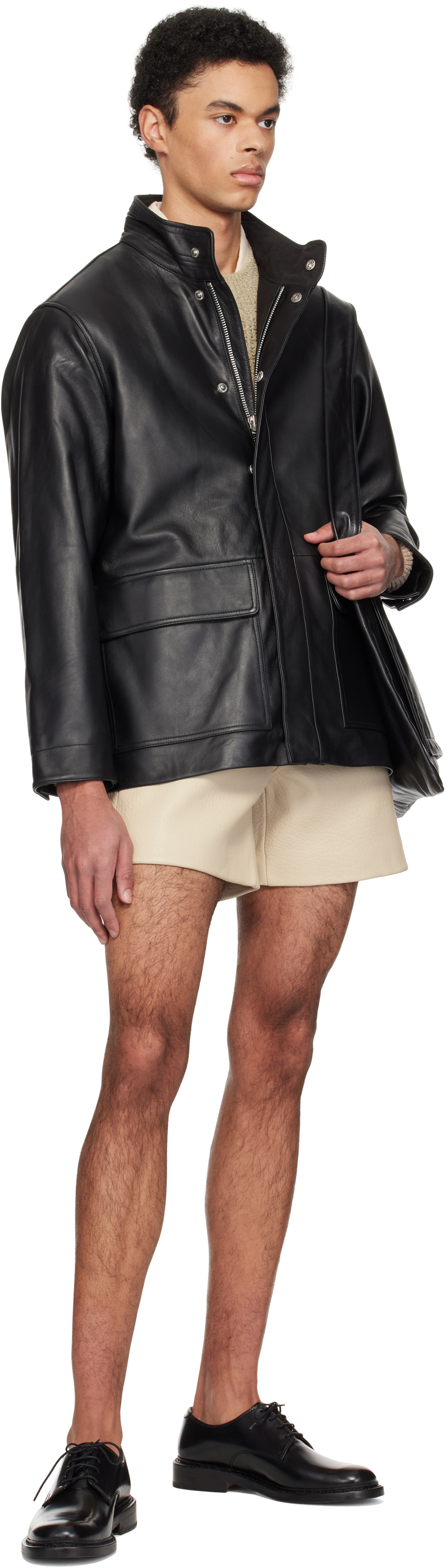 Sunflower Black Fatigue Leather Jacket