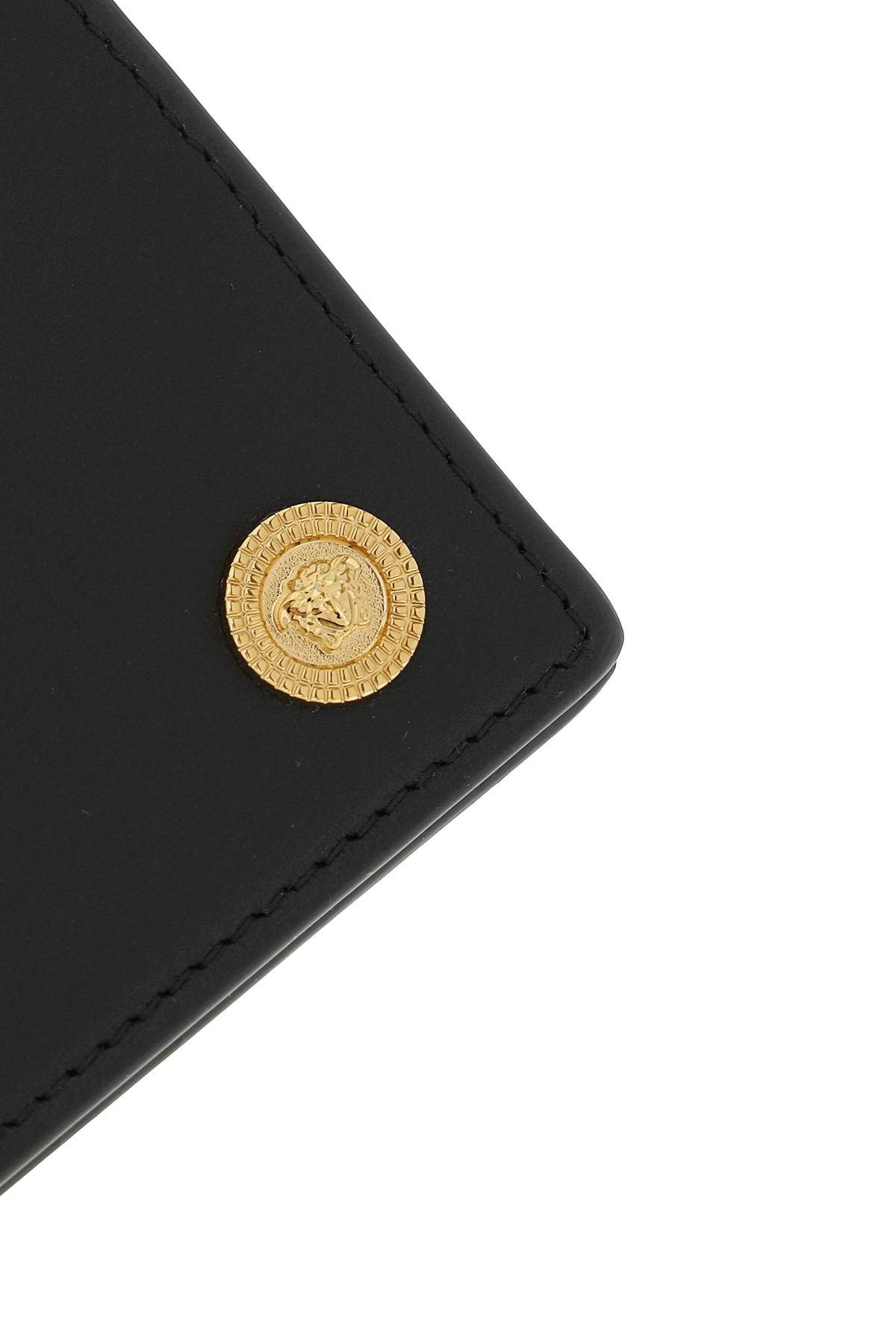 Versace Biggie Medusa Coin Bifold Wallet in Black/Gold