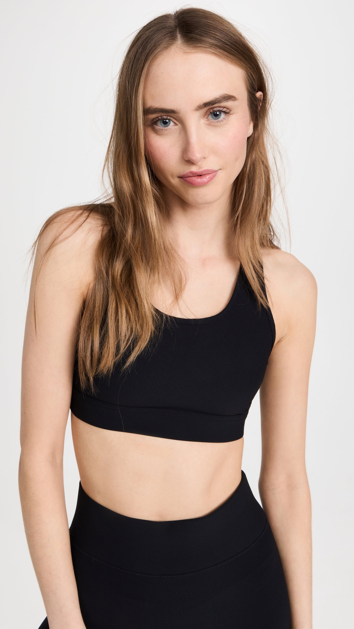 Rib Front Row Bra Black Rib