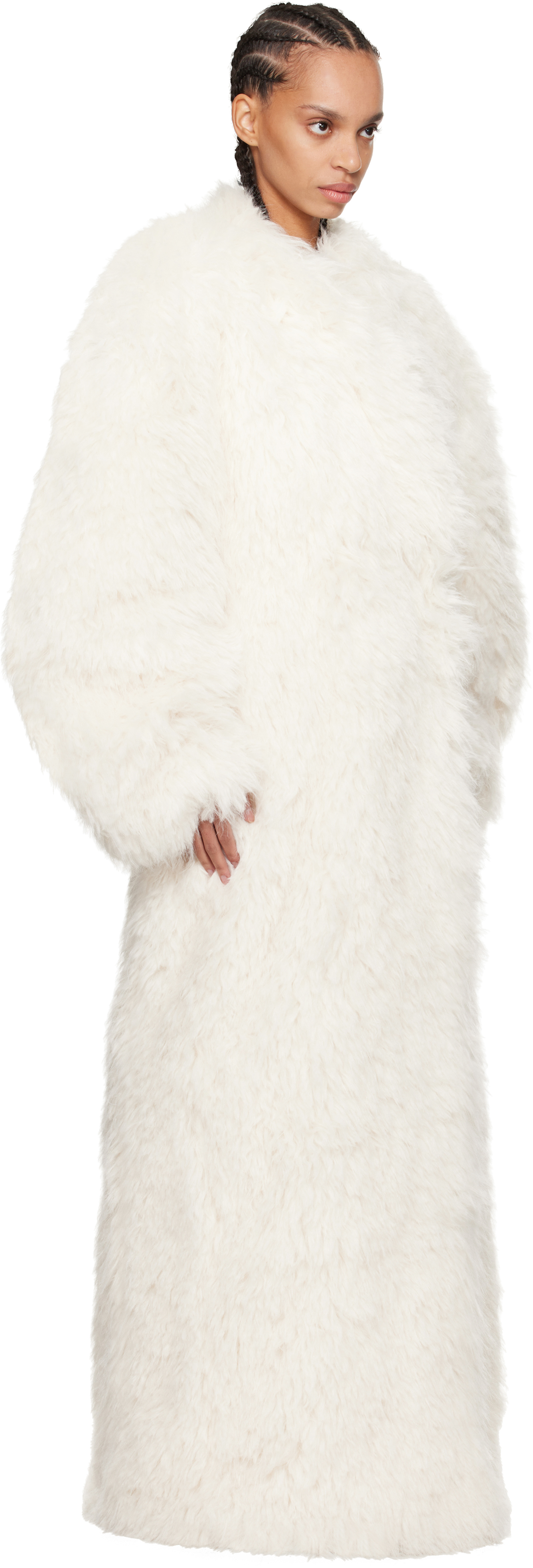 Entire Studios Off-White Chrysalis Faux-Fur Coat