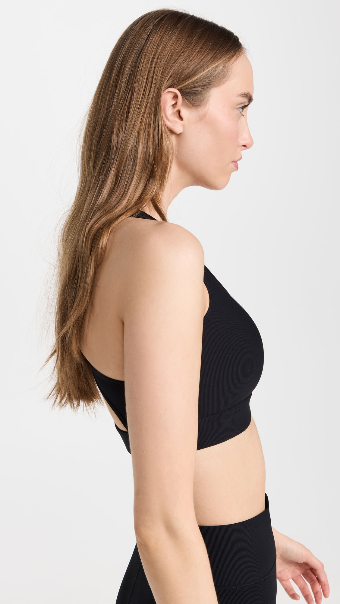 Rib Front Row Bra Black Rib
