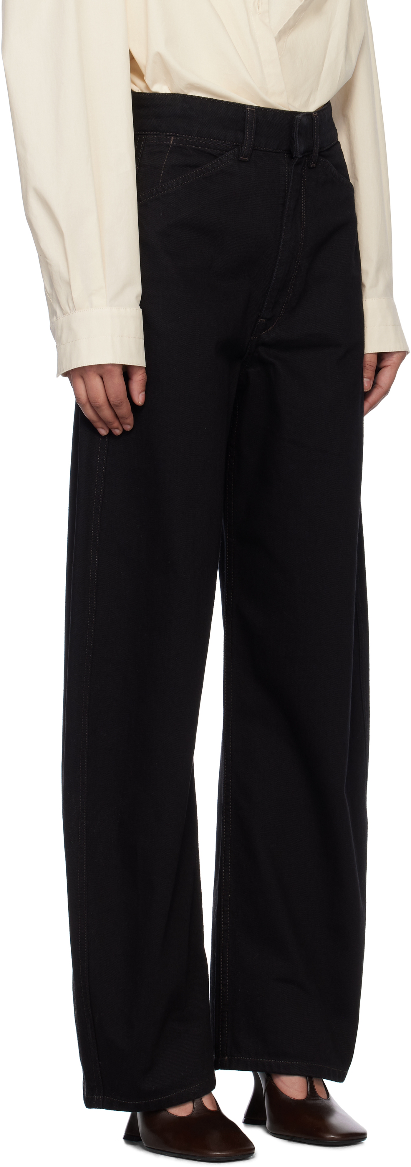 LEMAIRE Black High Waisted Curved Jeans