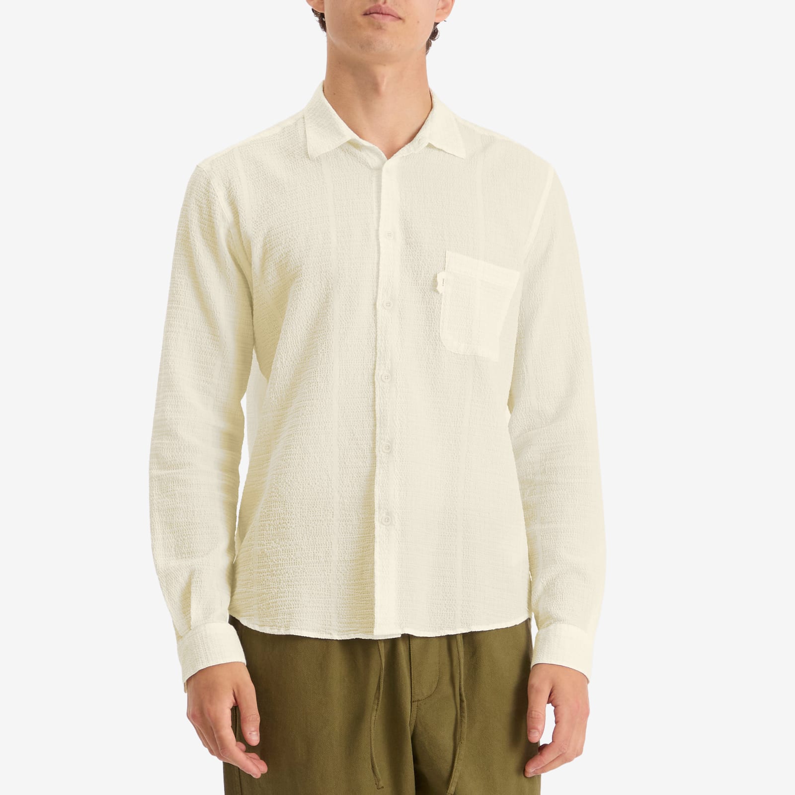 Men's Curtis Seersucker Stripe Shirt White/Yellow