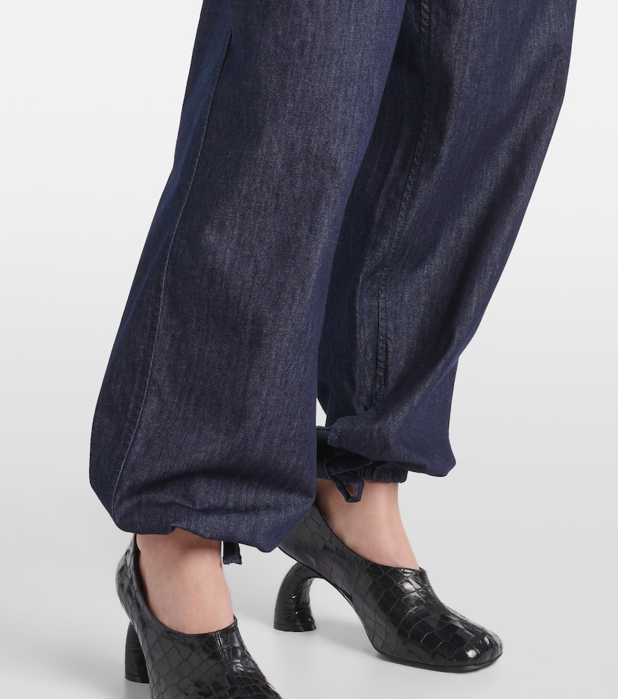 Denim straight pants
