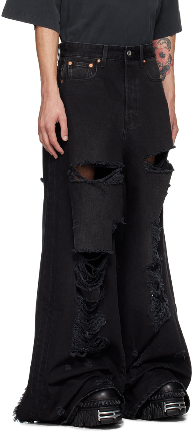 VETEMENTS Black Ripped Big Shape Jeans