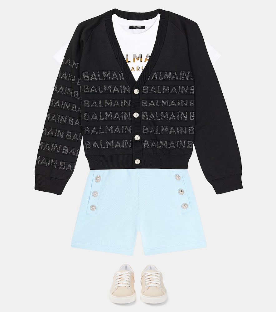 Logo Lurex cotton-blend cardigan