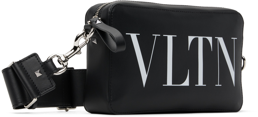 Valentino Garavani SMALL VLTN LEATHER CROSSBODY BAG Man BLACK UNI