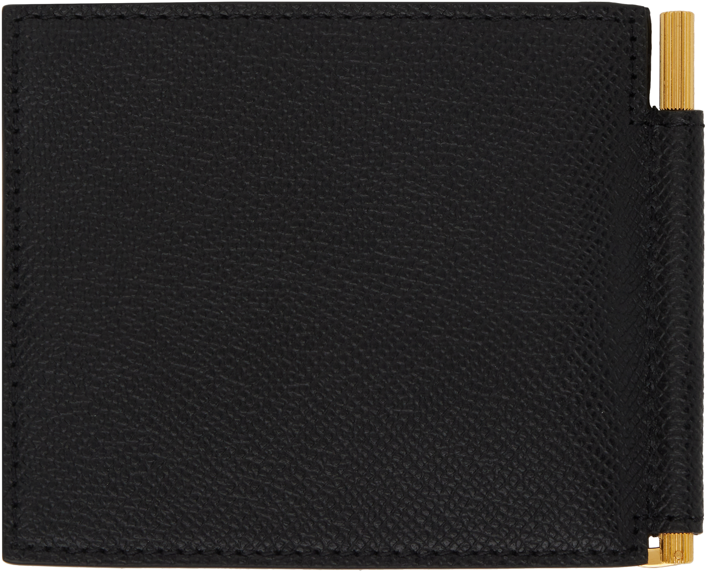 TOM FORD Black Small Grain Leather Money Clip Wallet