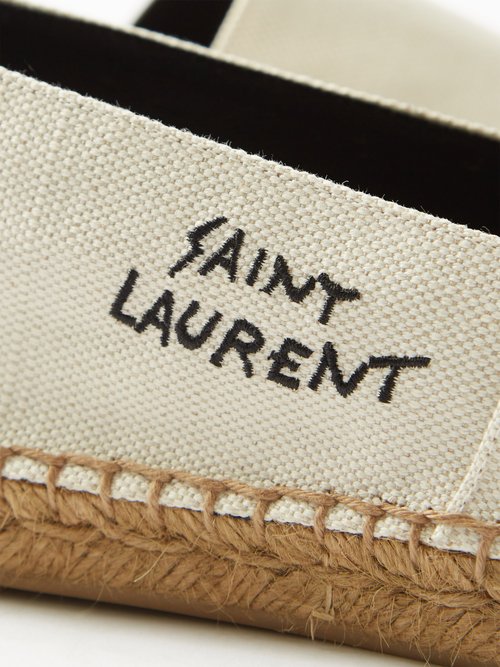 SAINT LAURENT Logo-embroidered canvas espadrilles