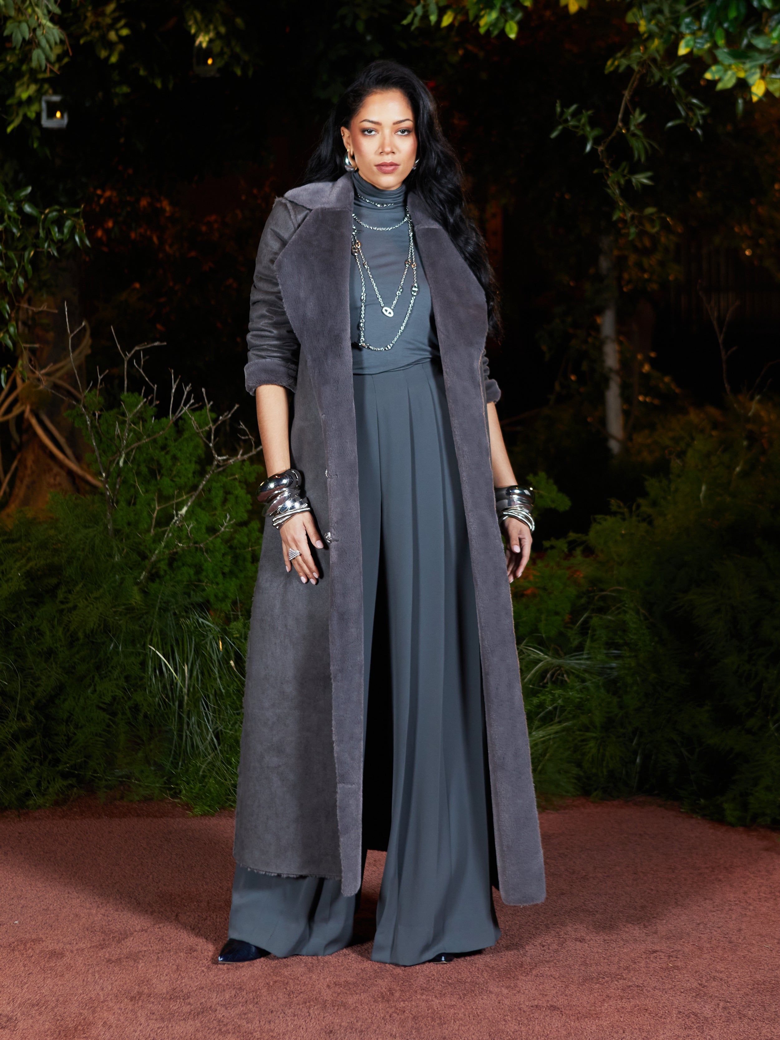 Citron Maxi Coat In Dark Grey