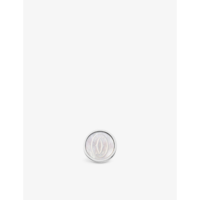 Mens Silver Double C de Engraved Palladium-finish Sterling Silver and Mother-of-pearl Cufflinks 