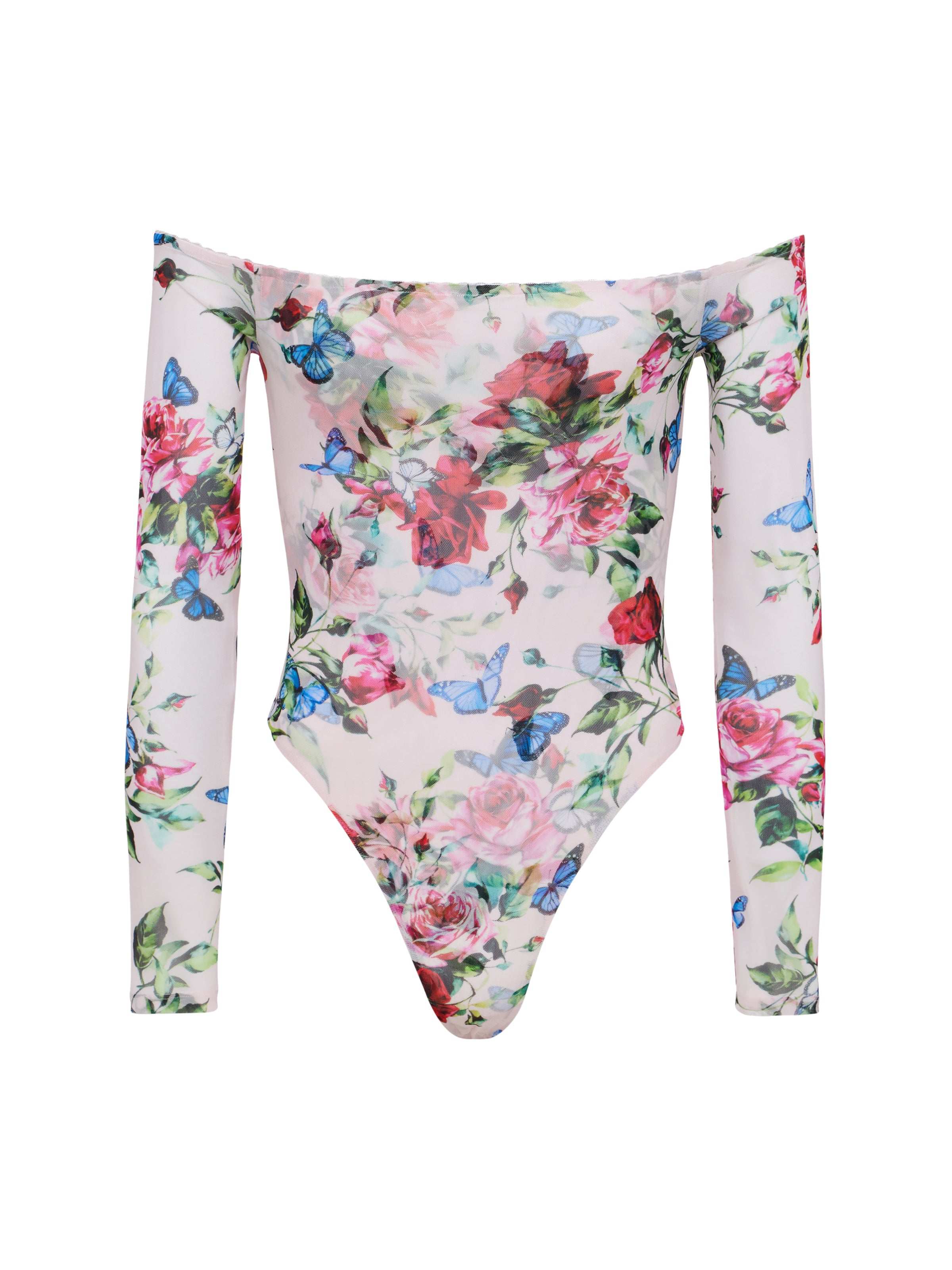 Peonie Off-The-Shoulder Bodysuit In Light Pink Multi Femme Rose