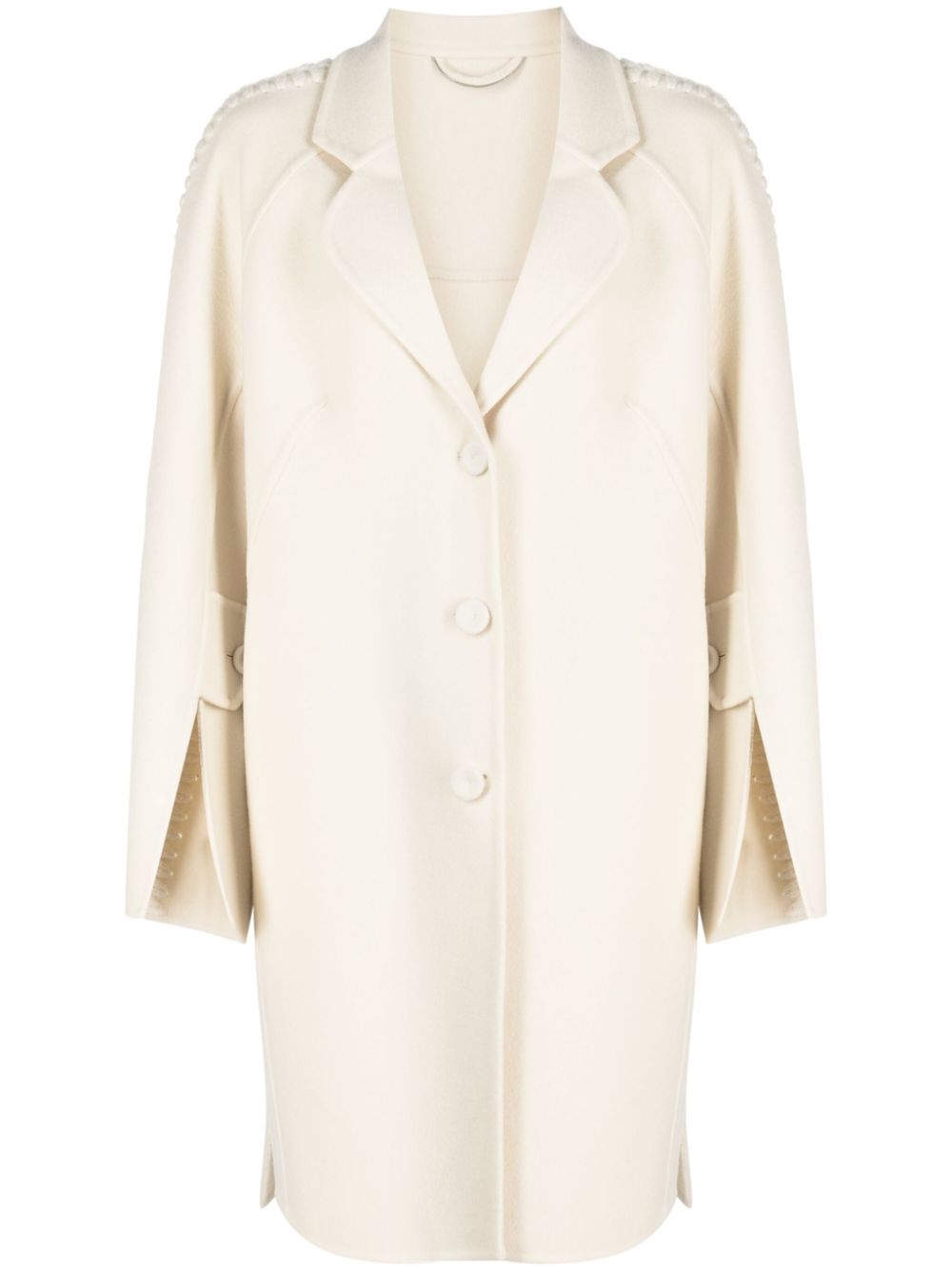 에르마노설비노 여성 notched-lapels wool coat - Neutrals D436D310RHNG