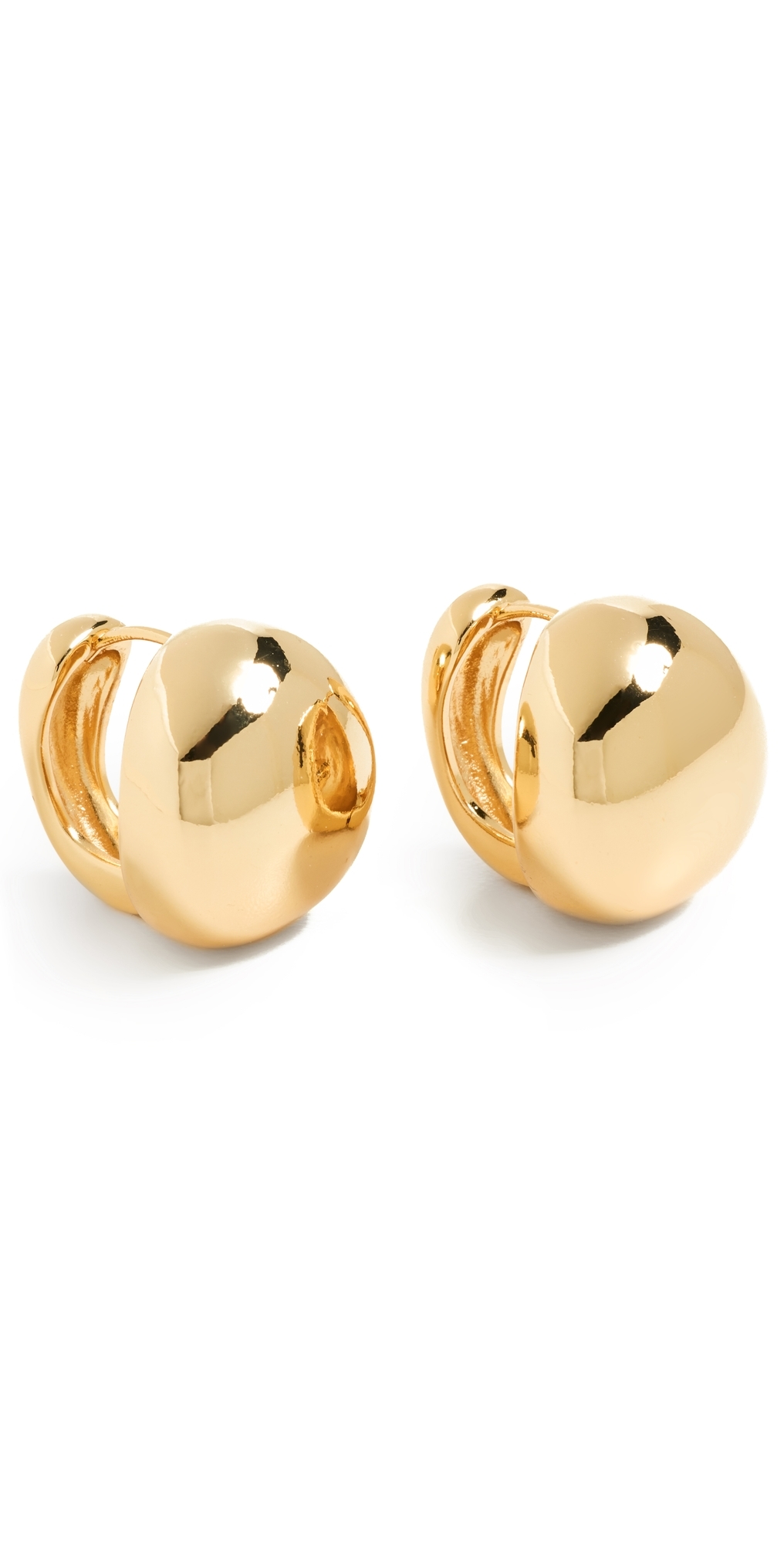 3/4 Polished Gold Domed Pierced Earrings Polished Gold One Size