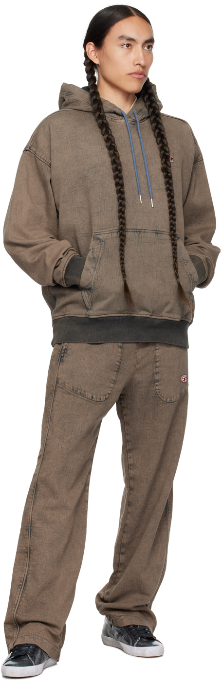 Brown Cotton Denim Hoodie