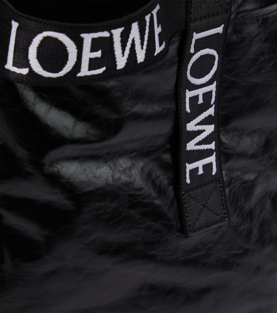 Fold Shopper Leather Tote Bag in Black - Loewe