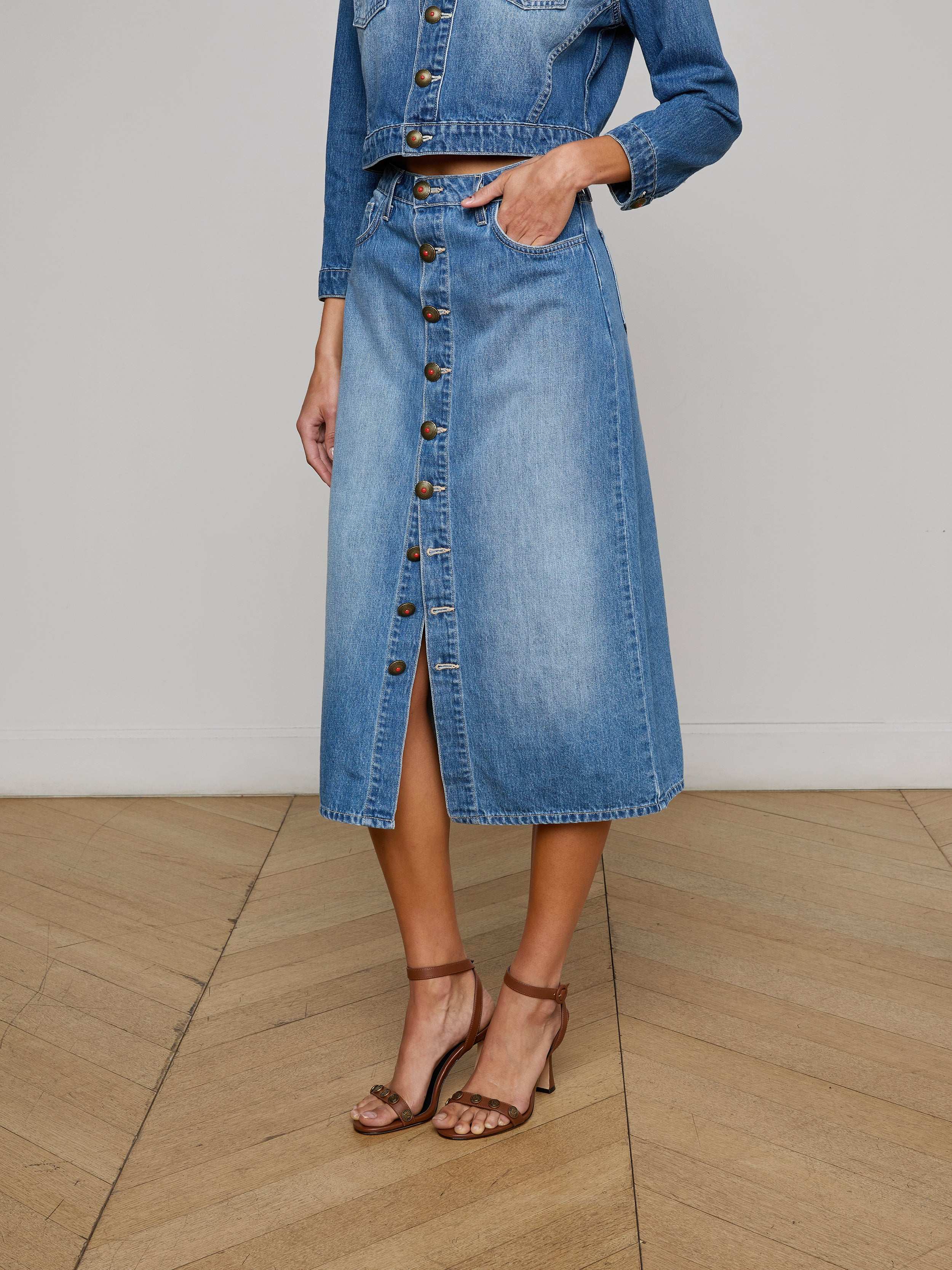 Kathleen Jean Midi Skirt In Bandera