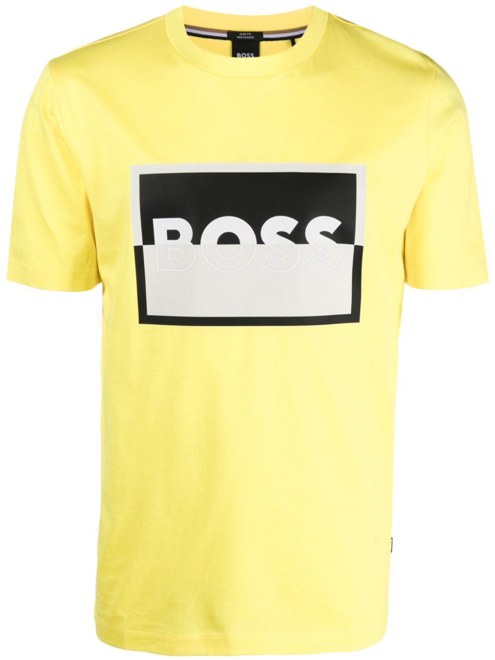 보스 남성 logo-stamp slim-fit T-shirt - Yellow 50481602