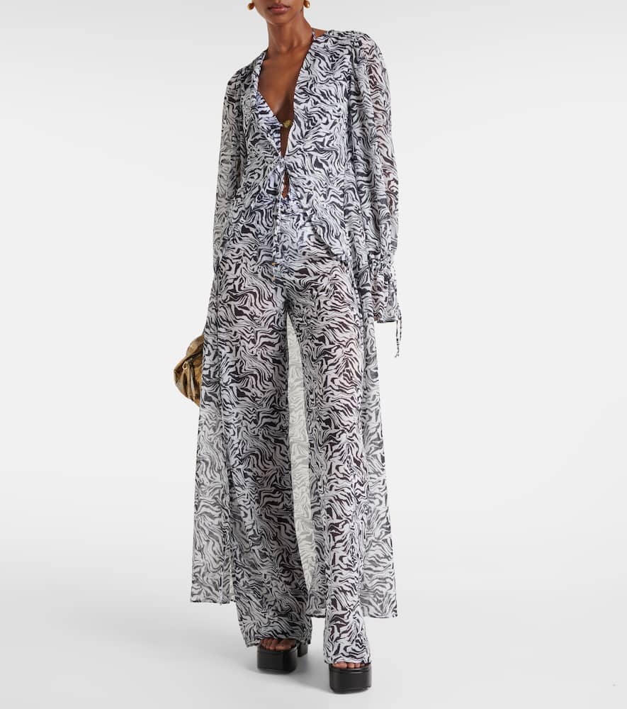 Zebra-print low-rise wide-leg pants