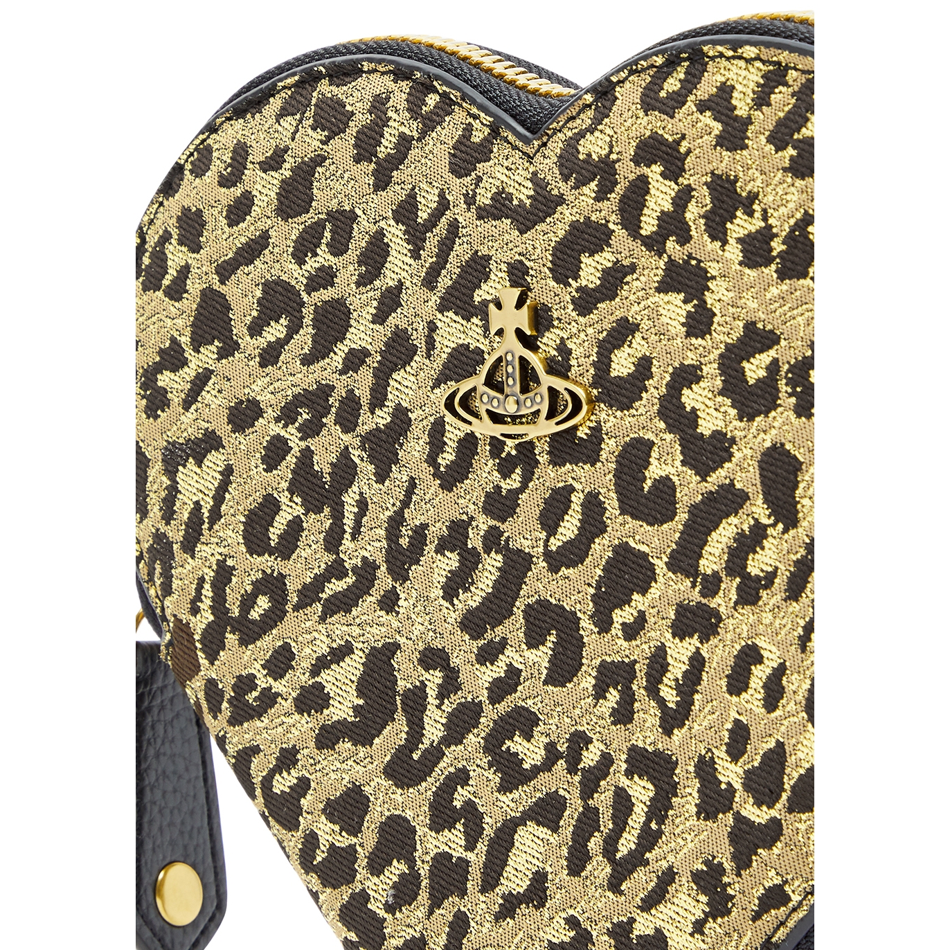 Vivienne Westwood Heart Leopard-Print Crossbody Bag - Gold