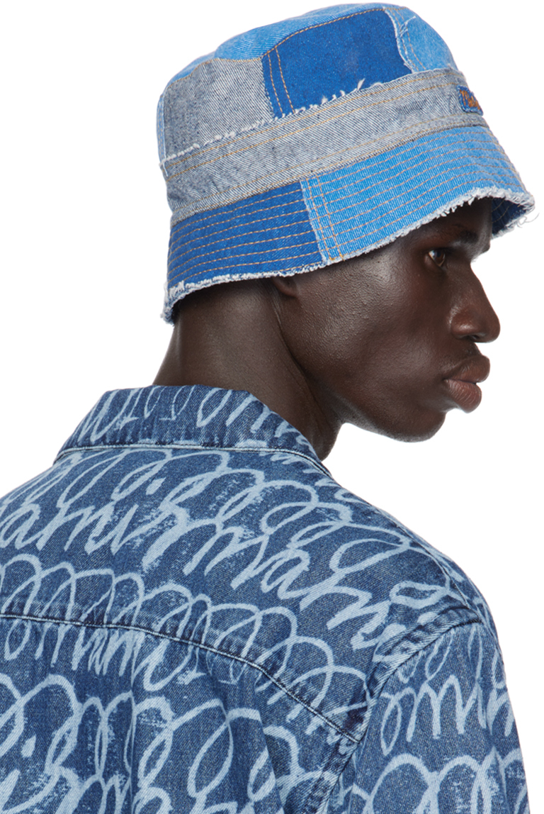 Marni Blue Patchwork Denim Bucket Hat