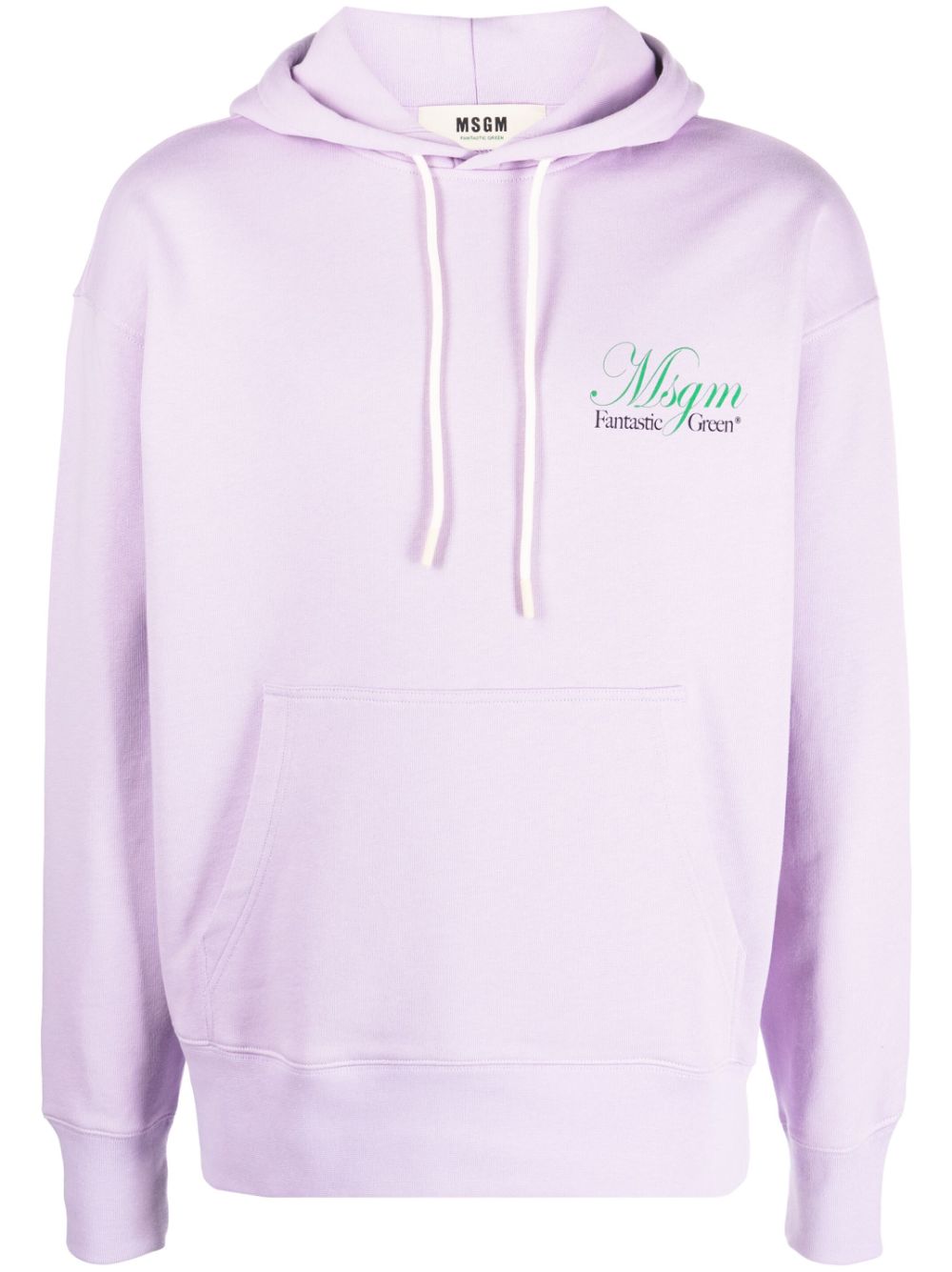 MSGM logo-print organic-cotton hoodie - Purple 3546MM06237581