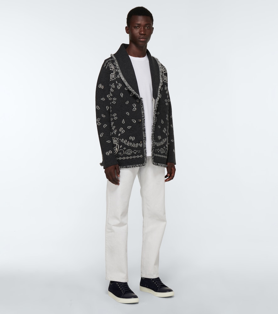 Suede and leather cap-toe sneakers
