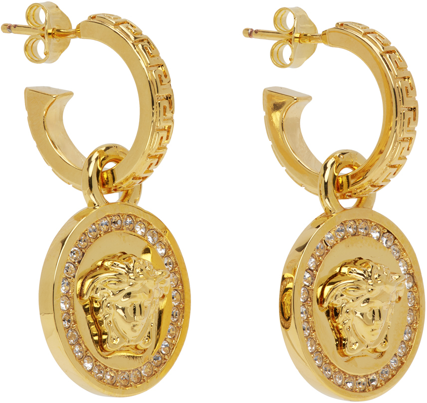 じさせるデ VERSACE - VERSACE ゴールド クリスタル Greca ピアス 片耳