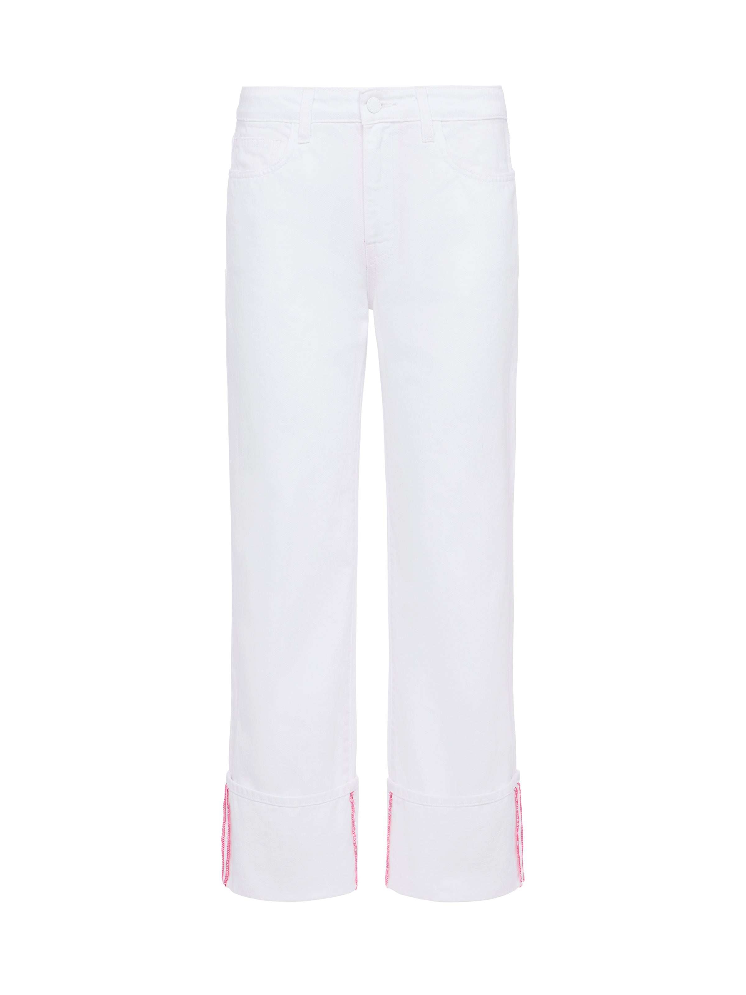 Leighton Cropped Cuffed Jean In Blanc
