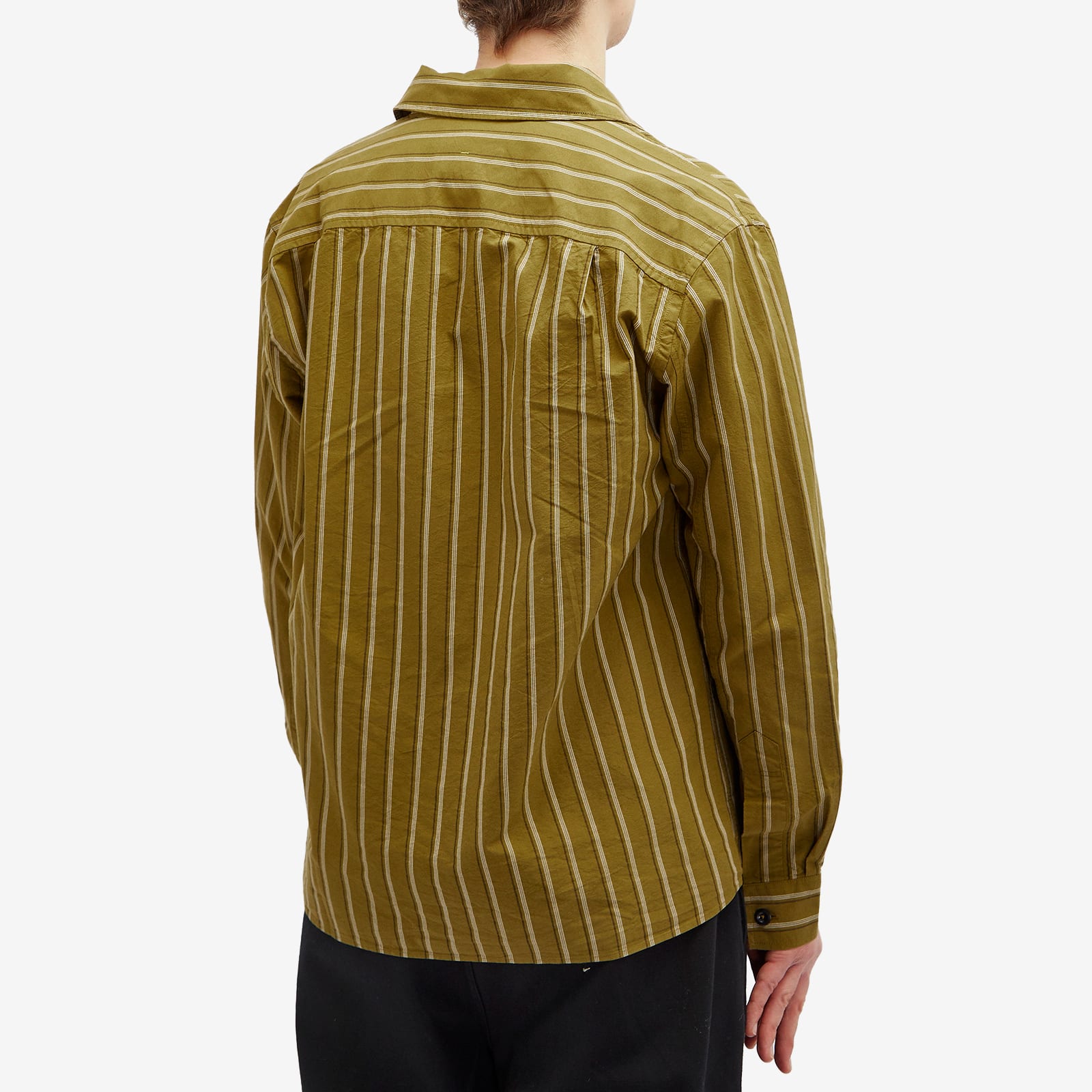 Men's Overall Stripe Shirt in Light Olive/Off White