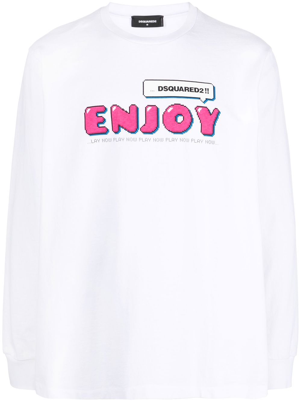 디스퀘어드2 남성 Enjoy-print long-sleeve T-shirt - White S74GD1149S23851