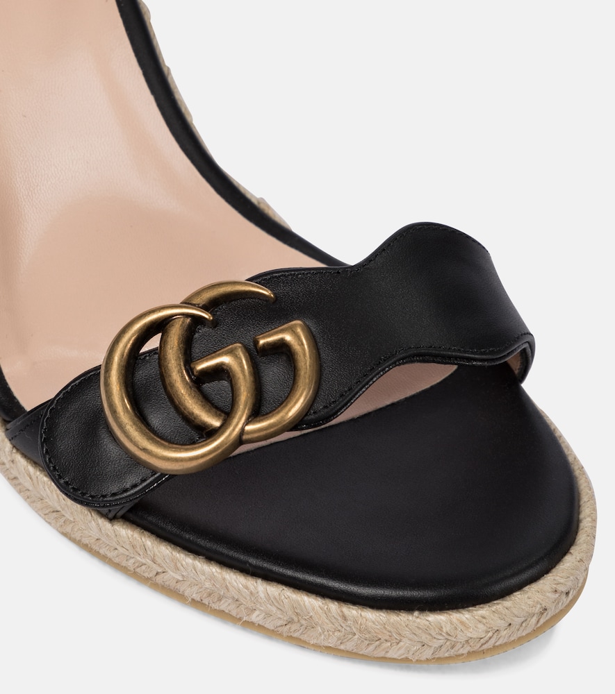 GUCCI Aitana logo-embellished leather espadrille wedge sandals