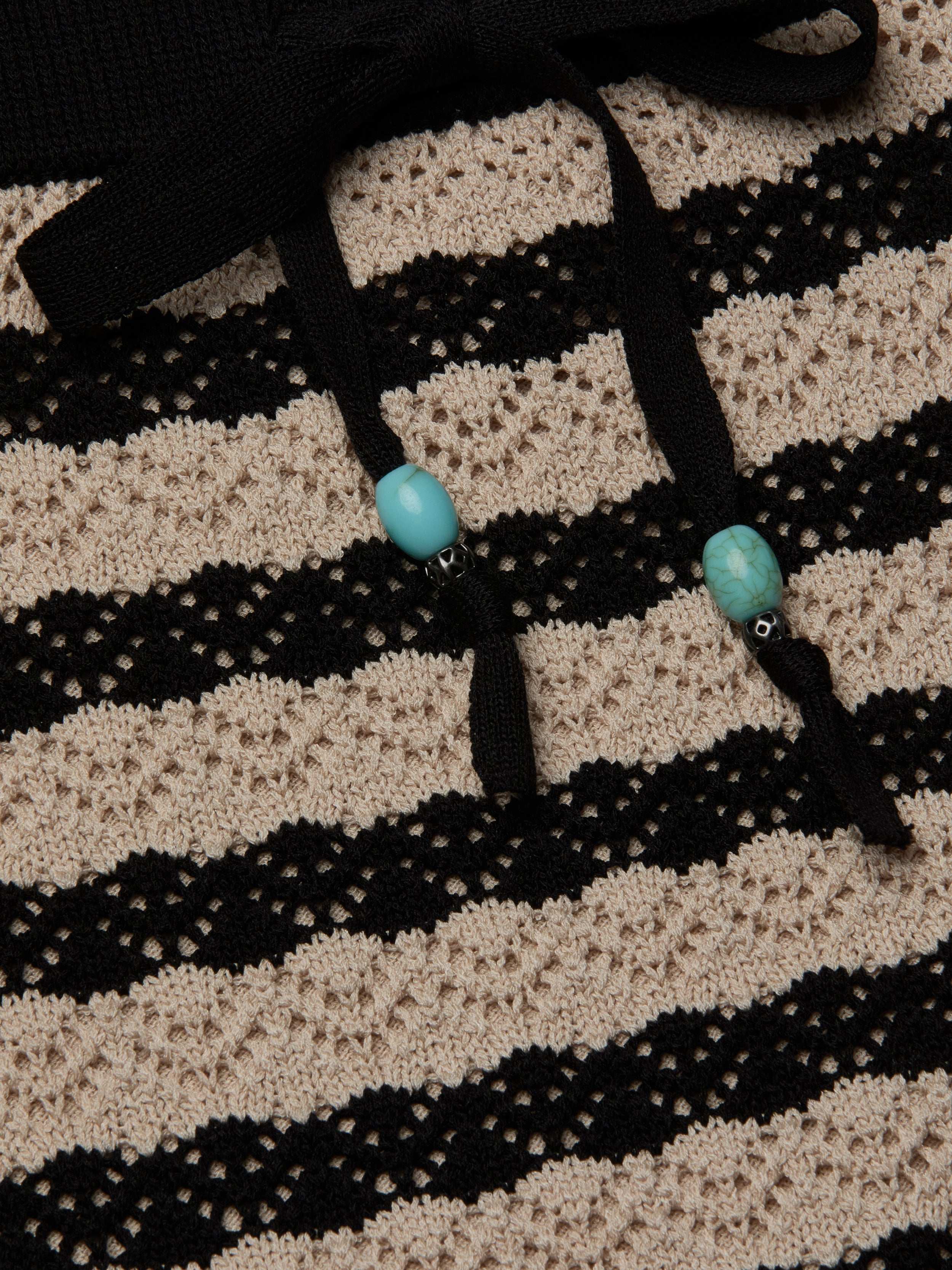 Lacen Pointelle Knit Skirt In Black/natural Stripe