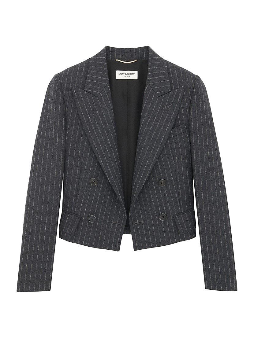 Cropped Jacket In Rive Gauche Striped Flannel