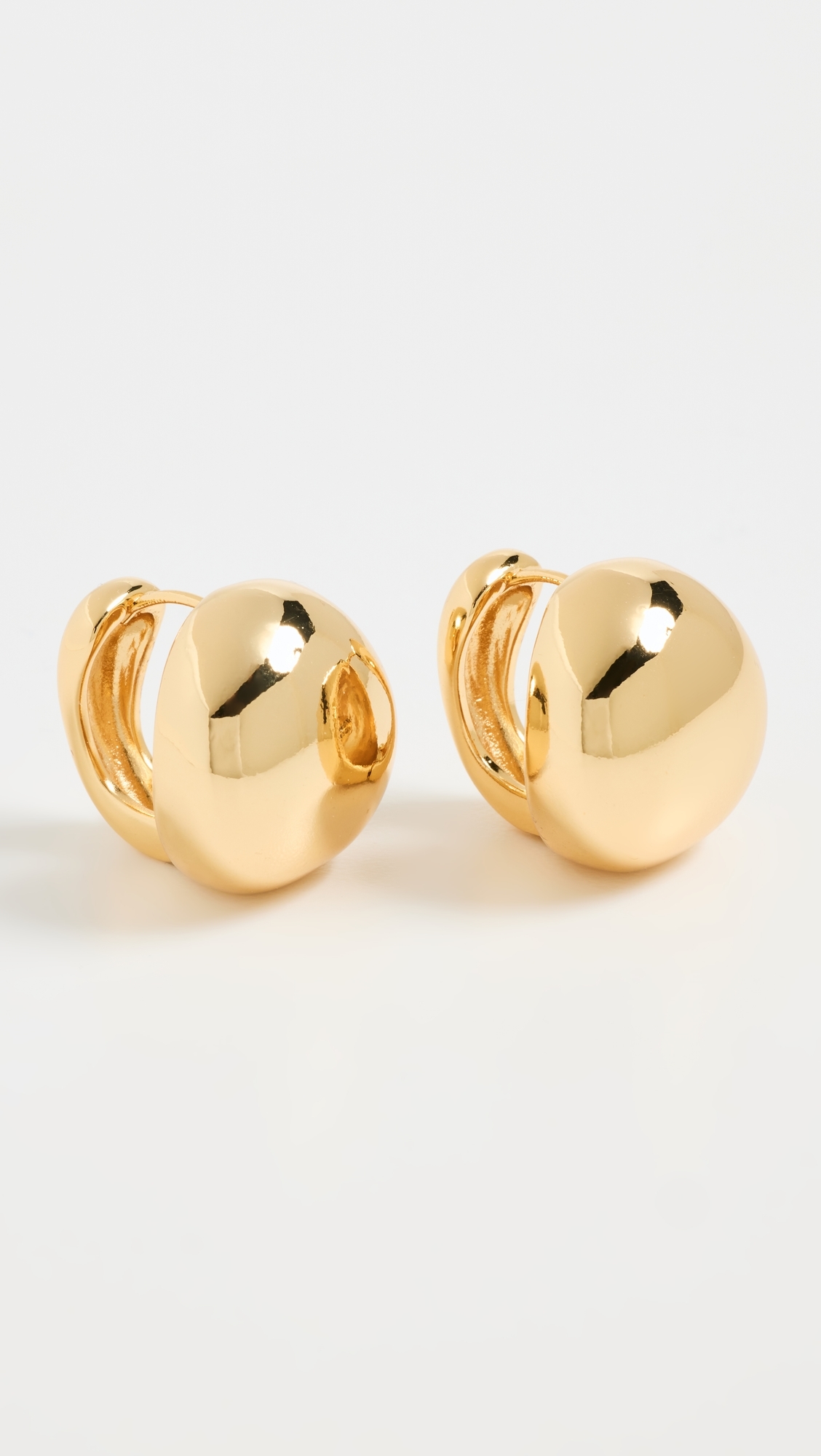 3/4 Polished Gold Domed Pierced Earrings Polished Gold One Size